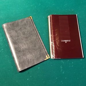 Vintage Mead Cambridge 3 month Day Planner in gray faux leather Holder